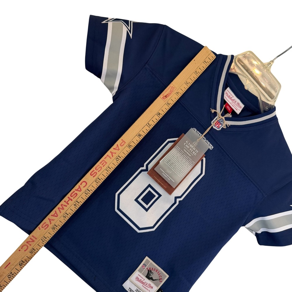 Mitchell Ness Troy Aikman Dallas Cowboys 1996 Legacy Jersey Kids Blue Small NEW - Picture 13 of 13
